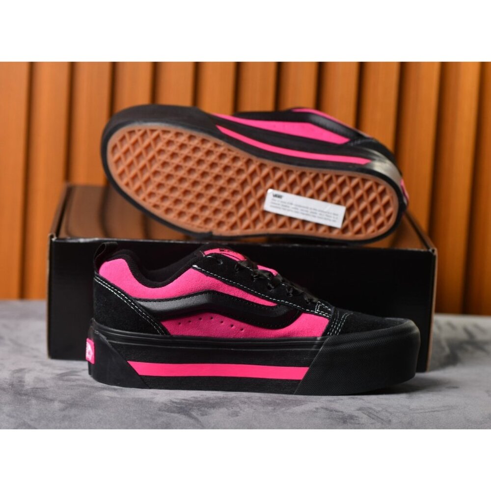 New! Size: 7.5 Women | VANS Knu Skate Platform Stacked | Black/Pink Satin - Picture 8 of 16